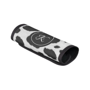 Black and white cow spots pattern luggage handle wrap