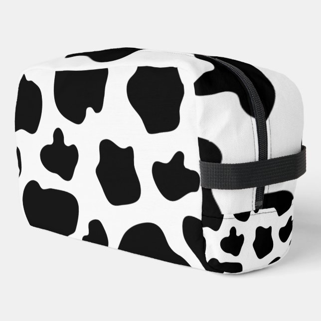 Black and white cow spots pattern toiletry bag (Left Corner)