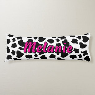Black and white cow spots personalized body pillow