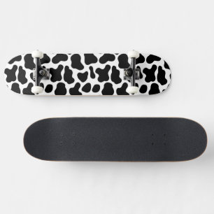 Black and White Cow Texture Skateboard