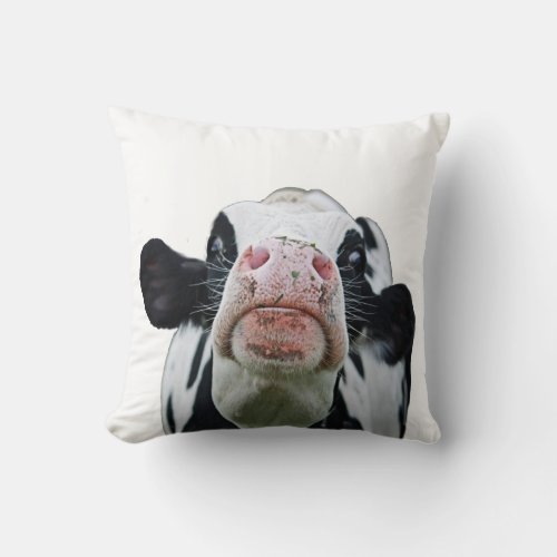 Black and white cow throw pillow
