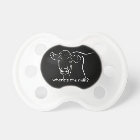 Black And White Cow Wheres The Milk? Pacifier