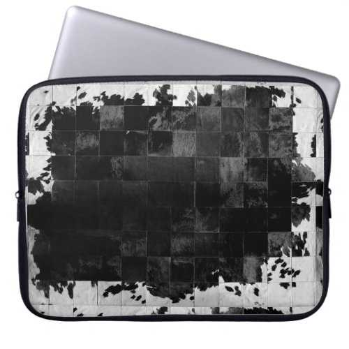 Black and White Cowhide Country Western Laptop Sleeve