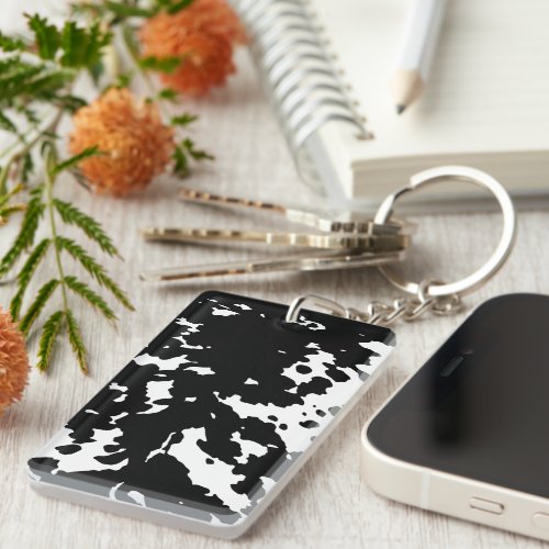 Black and White Cowhide Cowboy Keychain