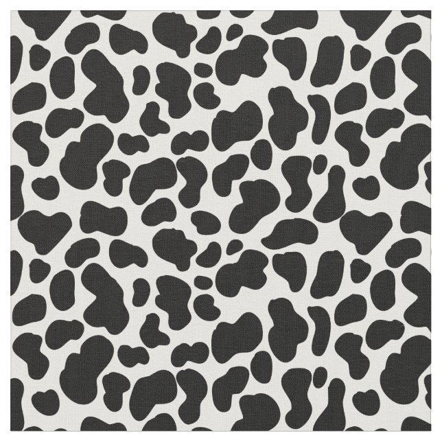Black and White Cowhide Cow's Hide Patterned Fabric (Close Up)