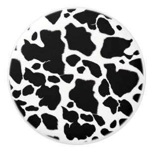 Black and White Cowhide Custom Ceramic Knob