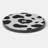 Black and white cowhide pattern fur texture wireless charger  (Front 2)