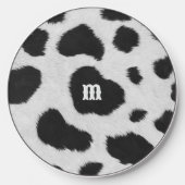 Black and white cowhide pattern fur texture wireless charger  (Front)