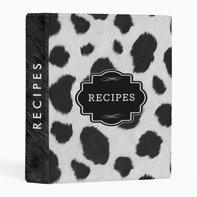 Black and white cowhide spots pattern mini binder (Front/Spine)
