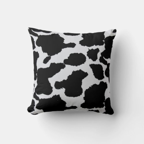 black and white cowhide throw pillow