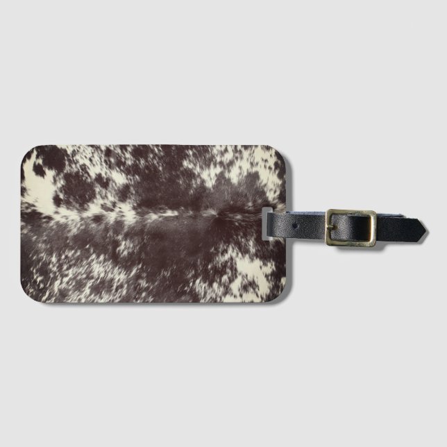 Black and White Cowhide vintage Print Luggage Tag (Front Horizontal)