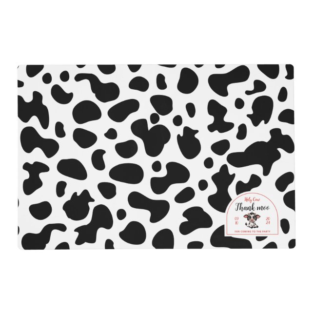 black and white cowprint pattern placemat (Front)