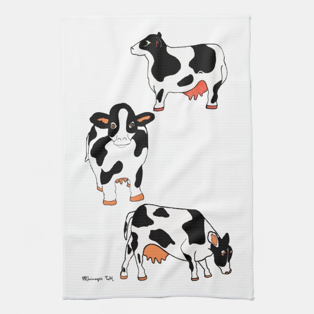 Black and White Cows Kitchen Towel (Vertical)