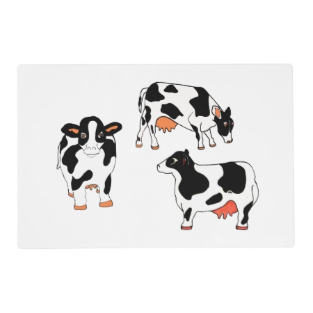 Black And White Cows Laminated Placemat