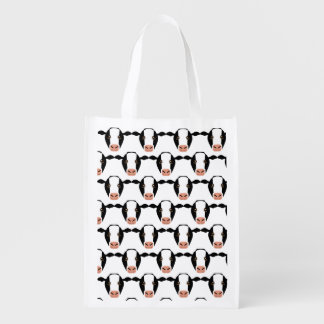Black and White Cows on Reusable Grocery Bag