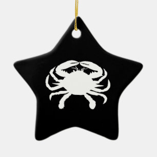 Black and White Crab Ceramic Ornament