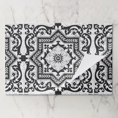 Black and White Cracked Ceramic Style Azulejo Paper Pad