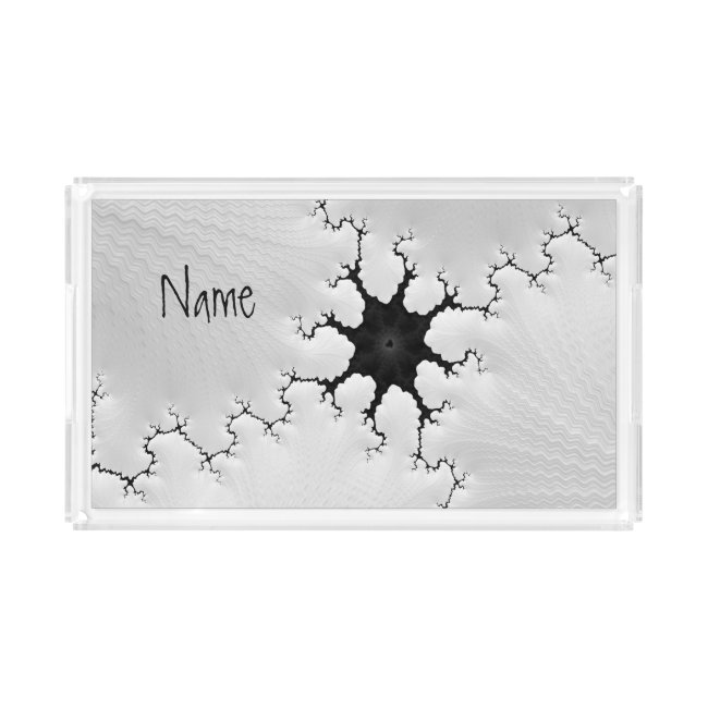 Black and White Cracked Fractal Art Add Your Name