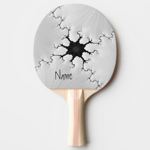 Black and White Cracked Fractal Art Add Your Name Ping Pong Paddle