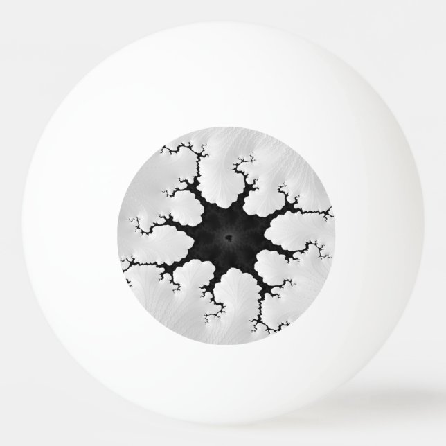 Black and White Cracked Fractal Art Ping Pong Ball (Front)