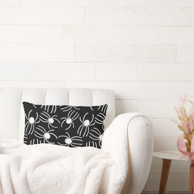 Black and White Creepy Crawler Spider Lumbar Pillow (Couch)