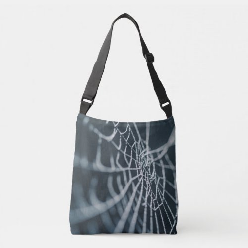 Black and White Creepy Gothic Spiderweb Halloween Crossbody Bag