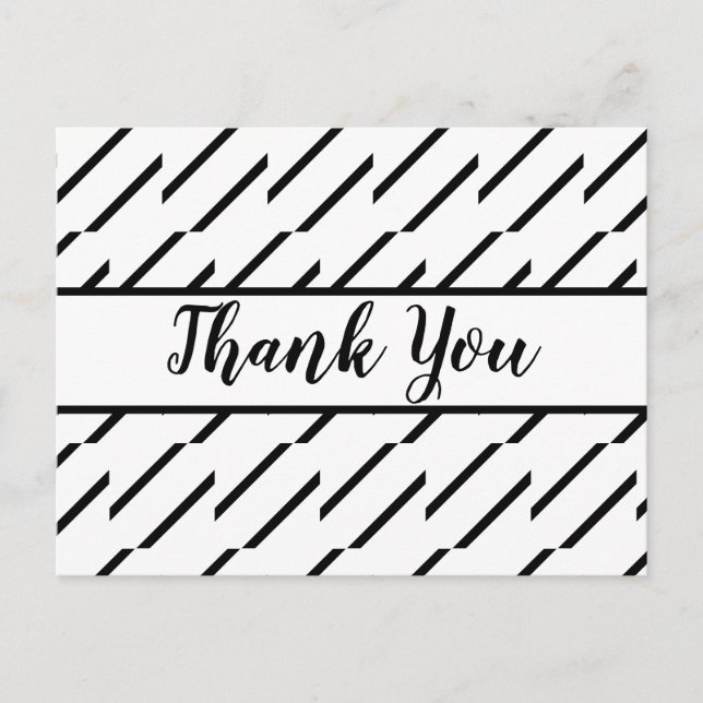 Black and White Crisp and Classic Thank You Postcard (Front)