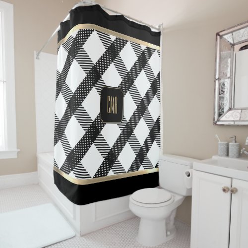 Black and White Crisscross Design Shower Curtain