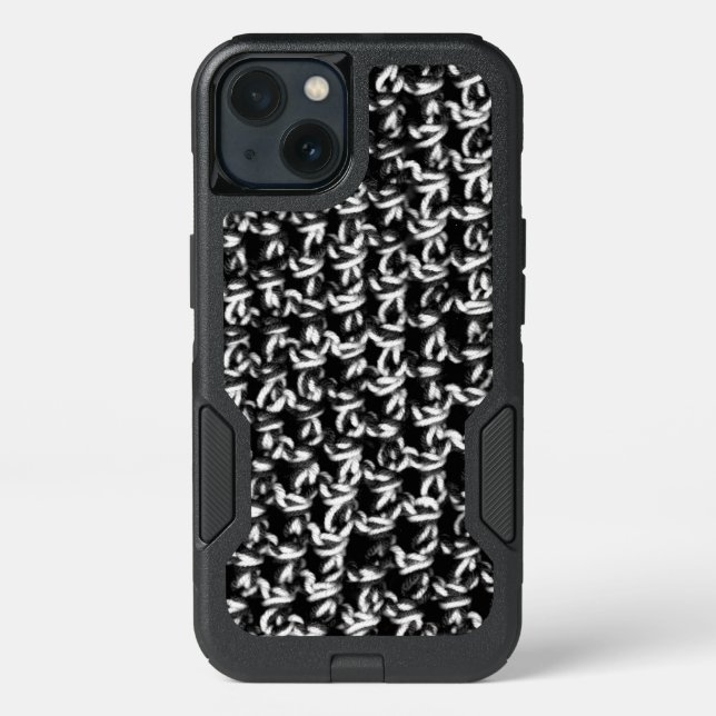 Black and White Crochet Knit Dark Minimalist Otterbox iPhone Case (Back)