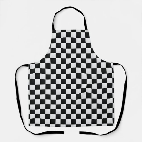 Black and White Crocodile Skin Print Chess Apron