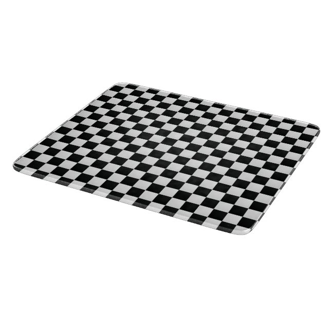 Black and White Crocodile Skin Print Chess Cutting Board (Corner)