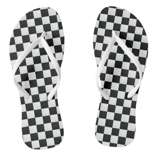 Black and White Crocodile Skin Print Chess Flip Flops