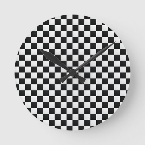 Black and White Crocodile Skin Print Chess Round Clock