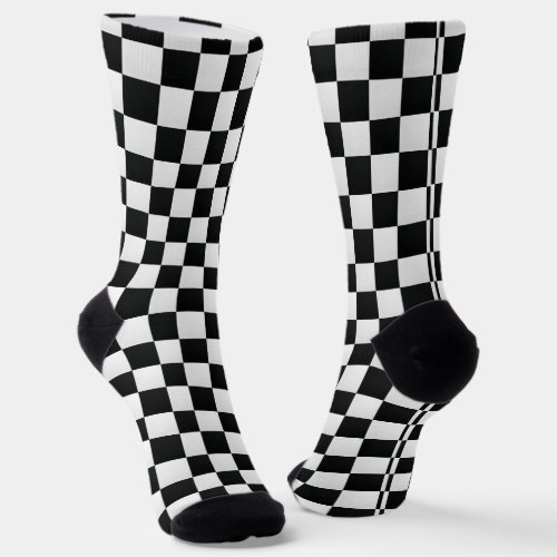 Black and White Crocodile Skin Print Chess Socks