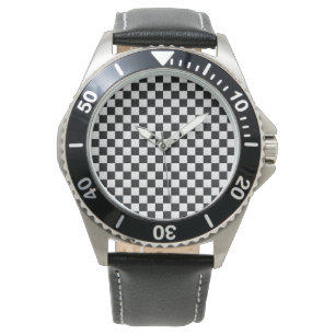 Black and White Crocodile Skin Print Chess Watch