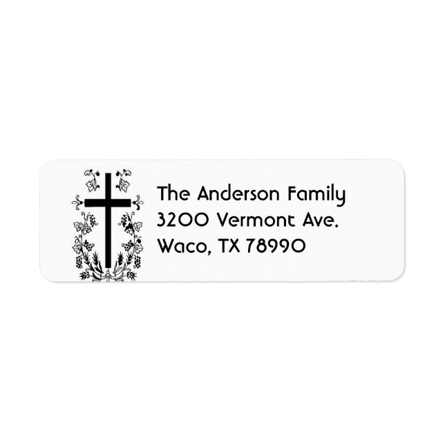 Black and White Cross Address Label (Front)