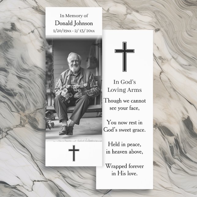 Black and White Cross and Poem Photo Memorial Bookmarks (Creator Uploaded)