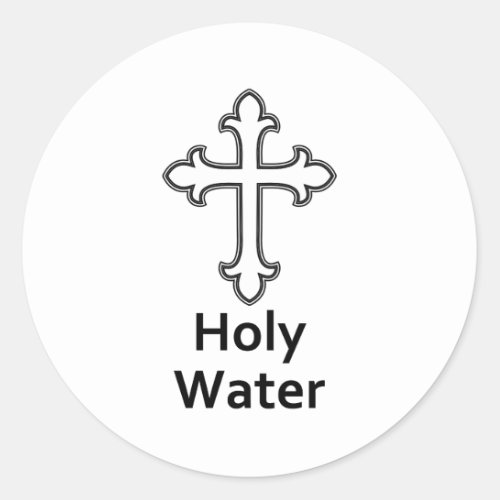 Black and White Cross Christianity Holy Water Classic Round Sticker