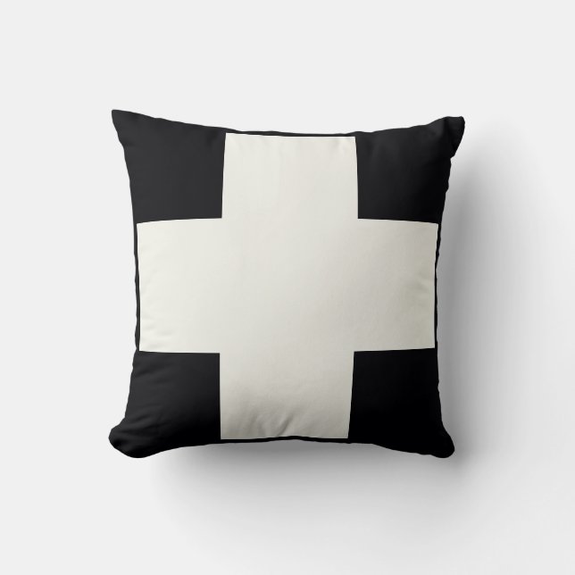 Black and White Cross Throw Pillow (Front)