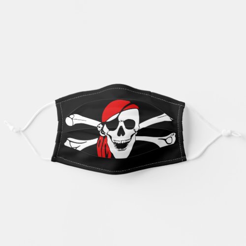 black and white crossbones pirate skull adult cloth face mask