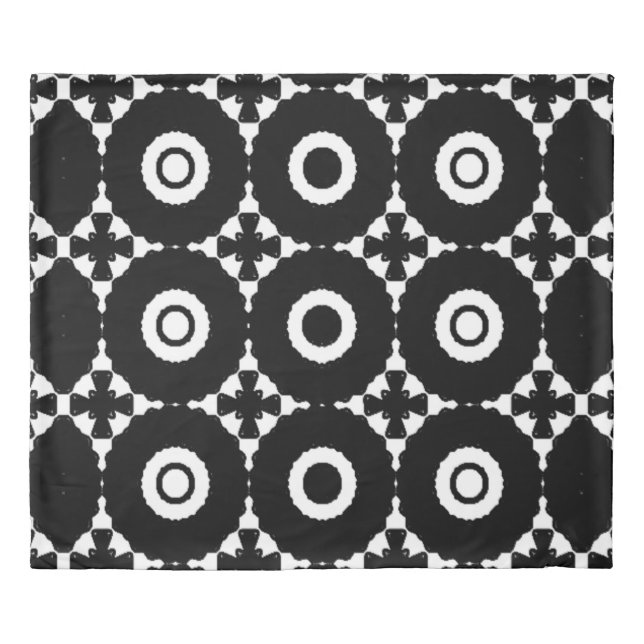 Black and White Crosses and Circles duvet cover (Front)