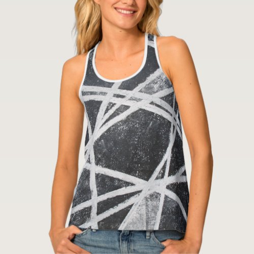 Black and White Crossing Lines abstract racerback Tank Top