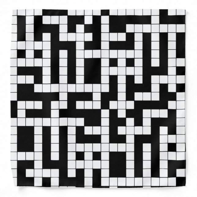 Black and White Crossword Bandana (Front)
