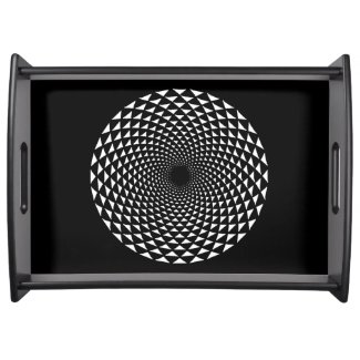 Black and white crown chakra mandala serving tray