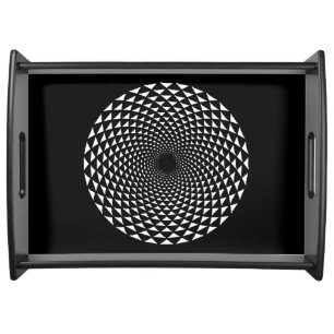 Black and white crown chakra mandala serving tray