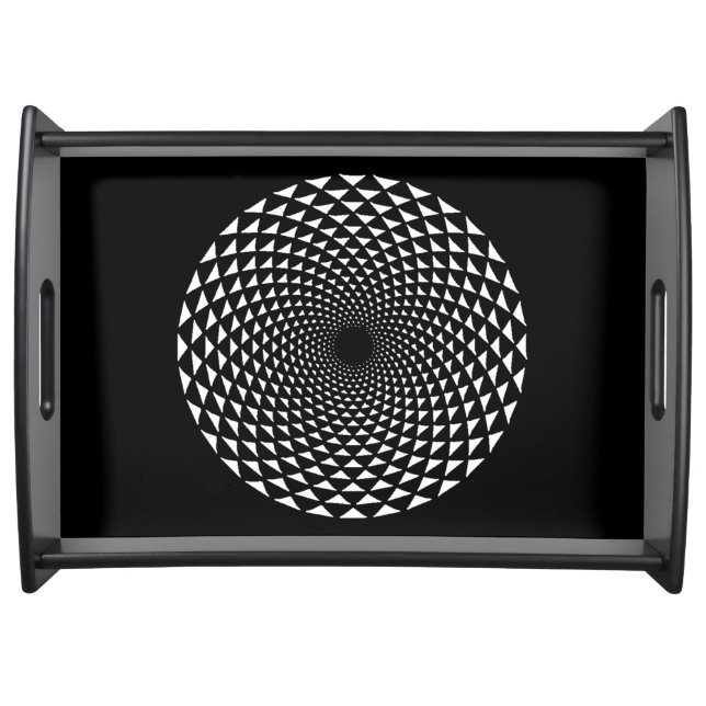 Black and white crown chakra mandala serving tray (Front)