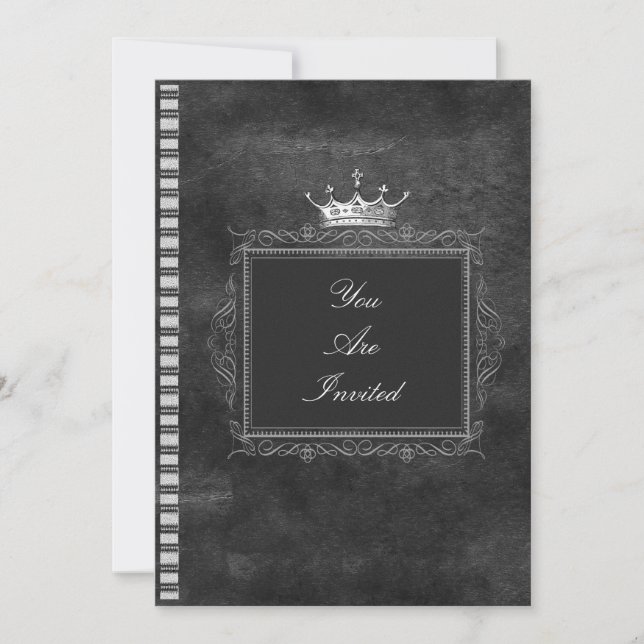 Black And White Crown Wedding Invitations (Front)