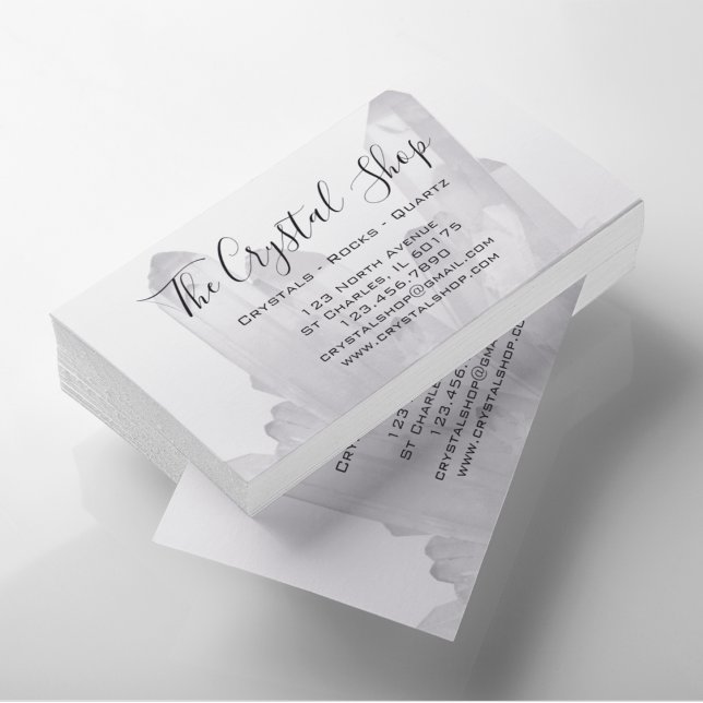 Black and White Crystal Rock Shop Business Card (Creator Uploaded)