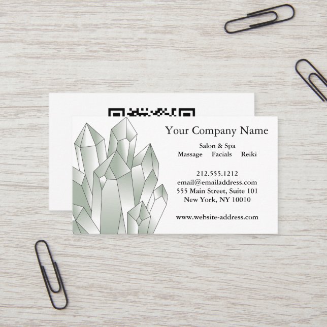 Black and White Crystals Salon Spa  Business Card (Front/Back In Situ)