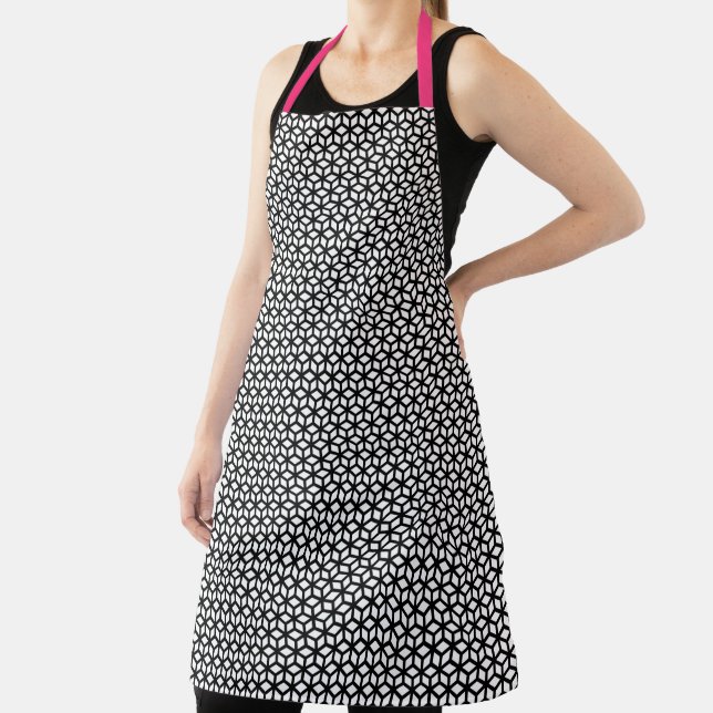 Black And White Cube Pattern Apron (Insitu)